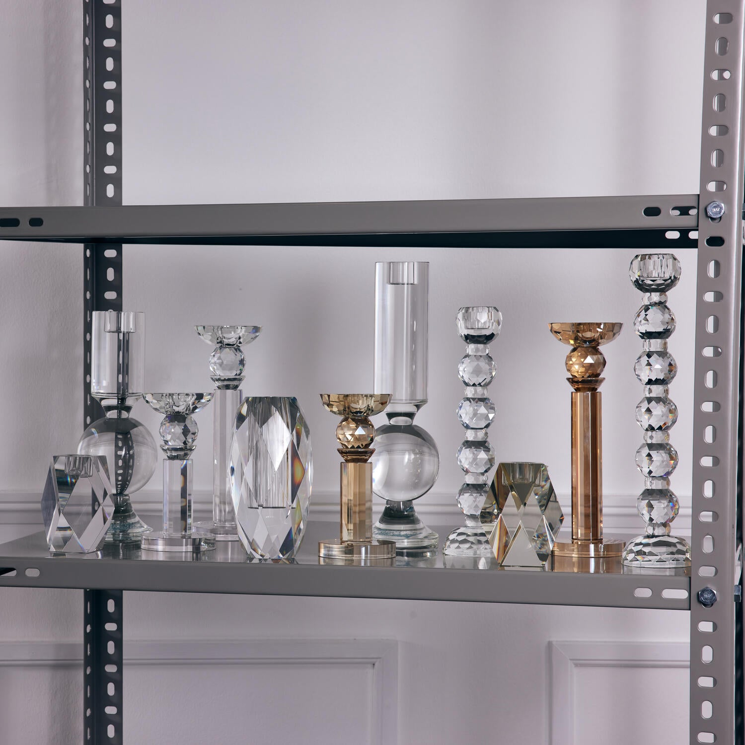 Krystal stage firkant, klar - H 10 cm.